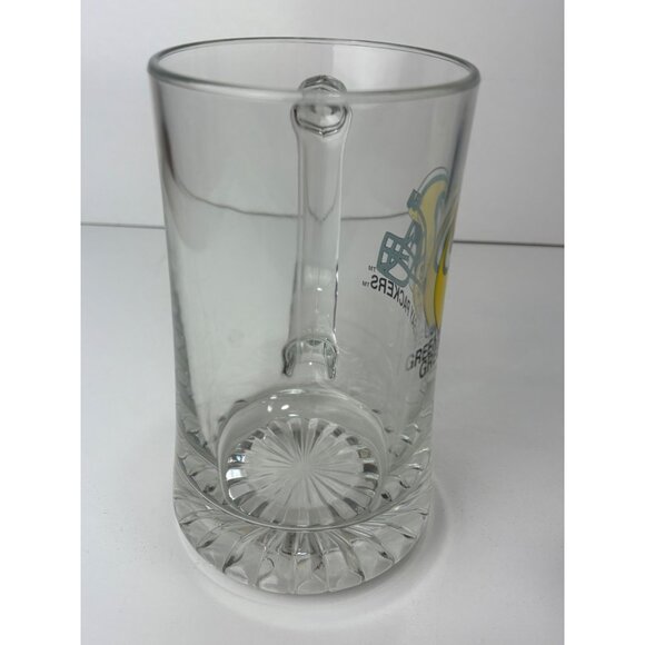 Green Bay Packers Glass Beer Mug Handle Football Logo NFL Collectible 6.5”  Heav - Picture 4 of 6